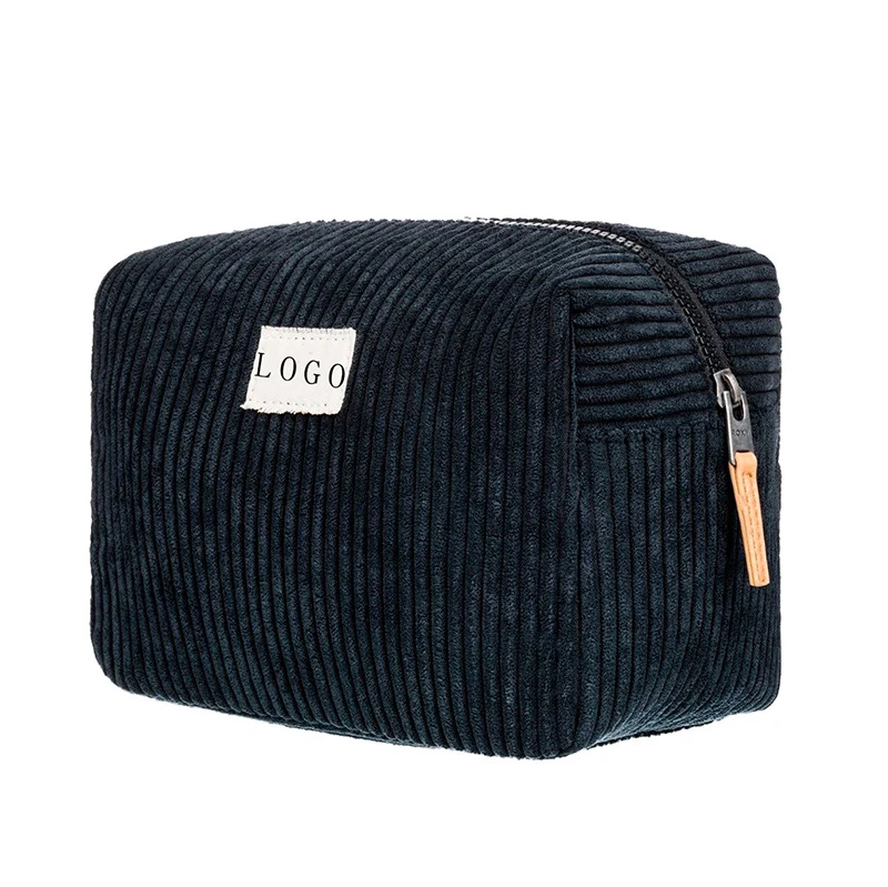 Profesional Custom Cute Travel Small Velvet Cosmetic Vanity Bag Corduroy Makeup Pouch For Women