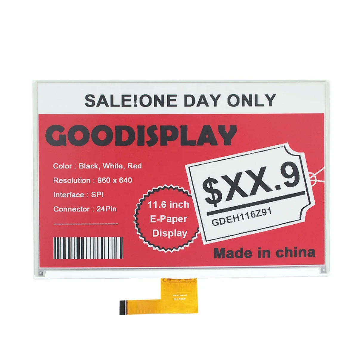 large 12 inch e-paper display 11.6' e ink color display 960x640 Raspberry Pi E ink