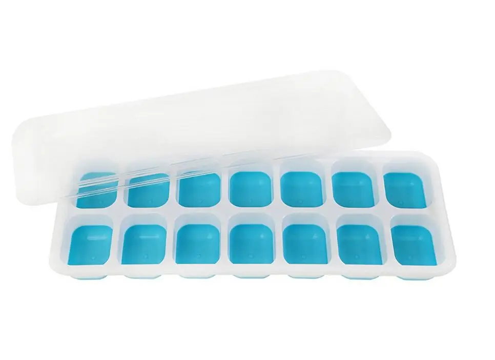 Ice Cube Tray with Lid Silicone Ice Cube Molds 14 Ice tray Stackable Durable