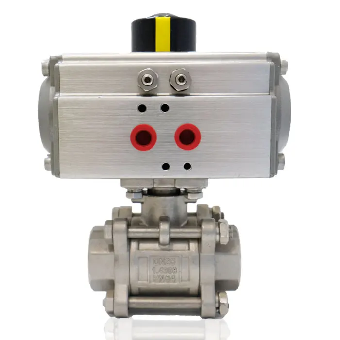 2 Way single double acting 3PCS Threaded Stainless Steel 316 Pneumatic Actuator Control Ball Valve