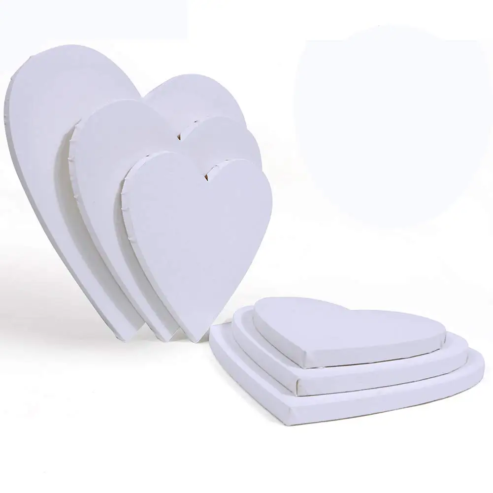 Factory Wholesale MDF Cotton Painting Canvas Panel Boards Stretched Primed Blank Heart-Shaped Artist Acrylic Paint Canvas
