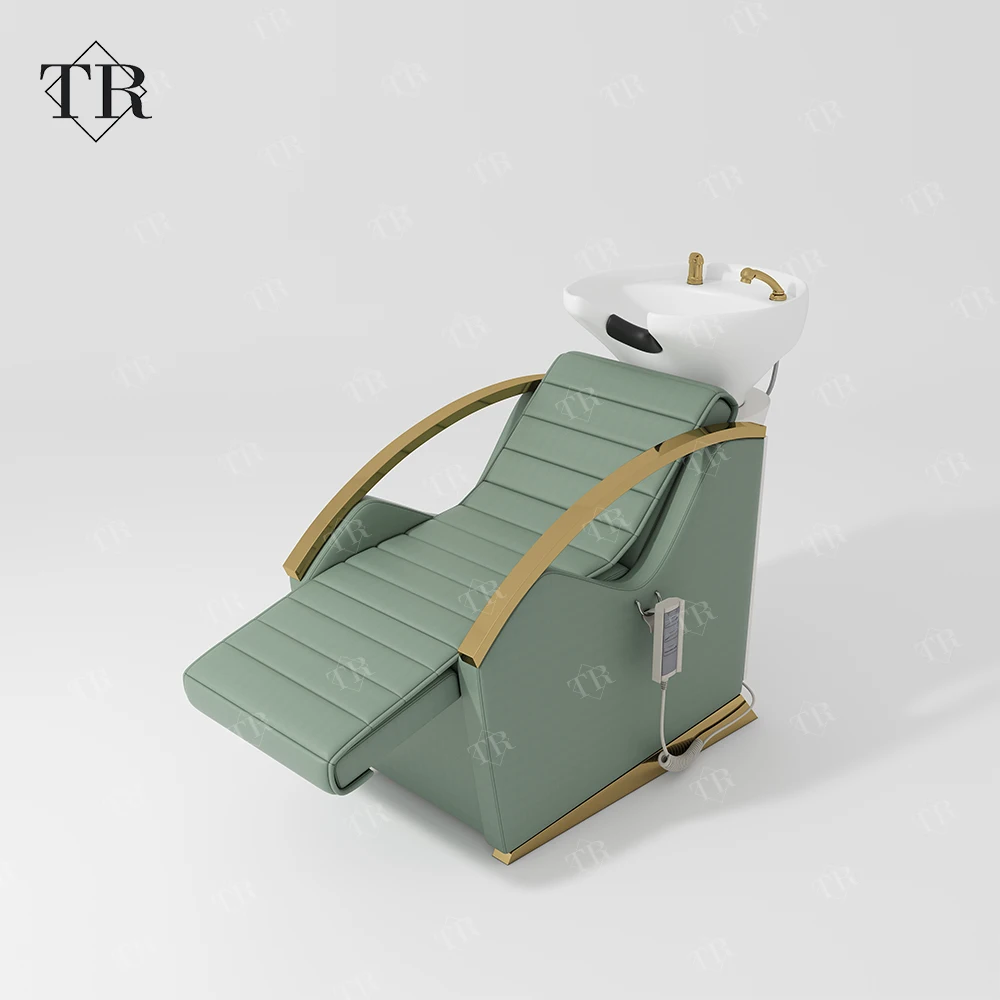 Modern Luxury Green Electric Shampoo Chair Bed With Salon Sink And Chair Shampoo Sink With Chair For Living Room