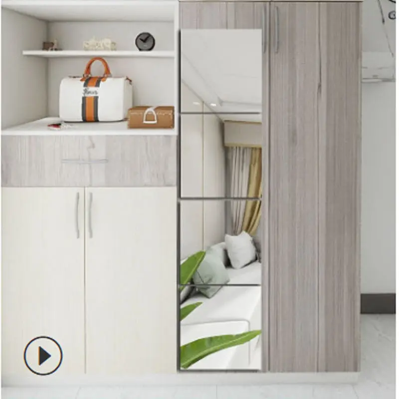 3d Creative Bathroom Wall Sticker Acrylic for Ladies Leaf Shape Custom Cut Acrylic Mirror Sticker