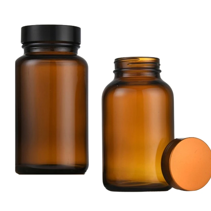 NQFIBER Wholesale Custom Hot Sale Brown Packaging for medicine Glass Bottle Pill 60ml 75ml 100ml 120ml 150ml 200ml Brown