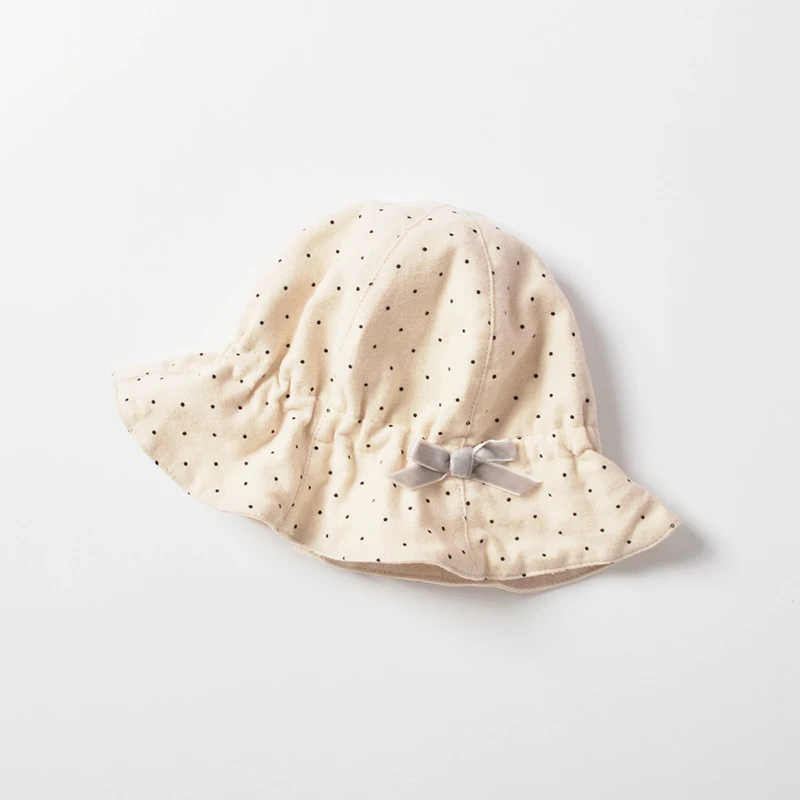 Pinuotu Cute Summer Baby Girls Beanies Polka Dot Basin Hat Kids Cotton Sanded Toddlers Stretchies Bowknot Sun Cap