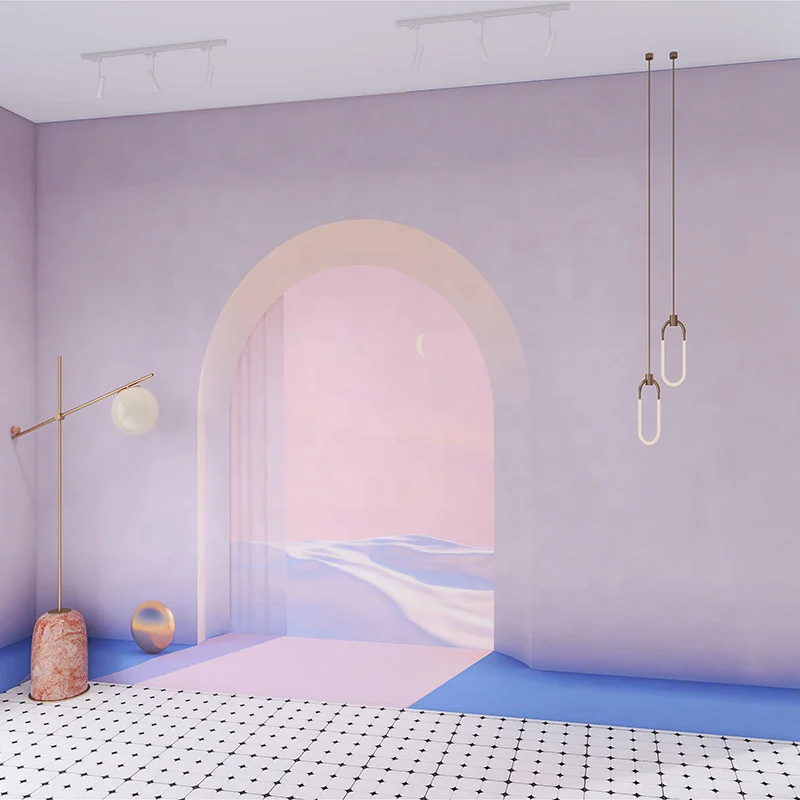 3D space extension wallpaper clothing broadcast room background wall cloth beauty salon wall decoration