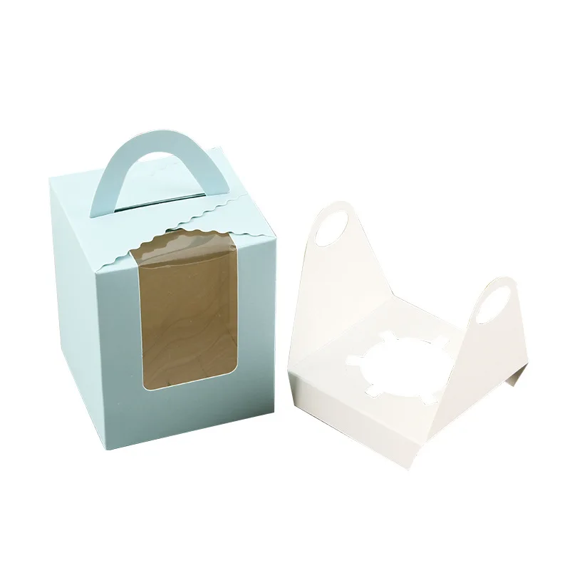 Spot one cup cake boxes kraft take away paper cup clear window cupcake box