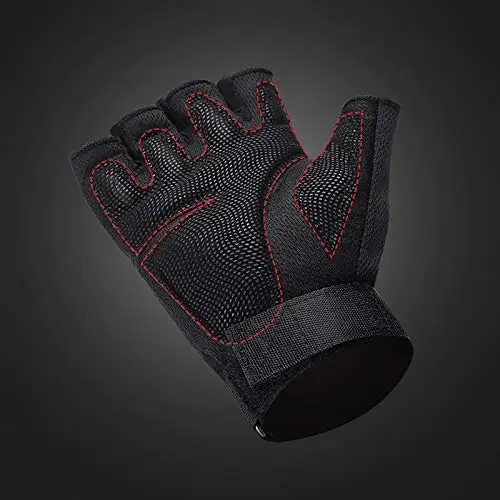 Brussels sports Cycling Gloves Half Finger Gloves Outdoor Sports Gloves Shock Absorption and Wear Free Adjustment Wristband Red,