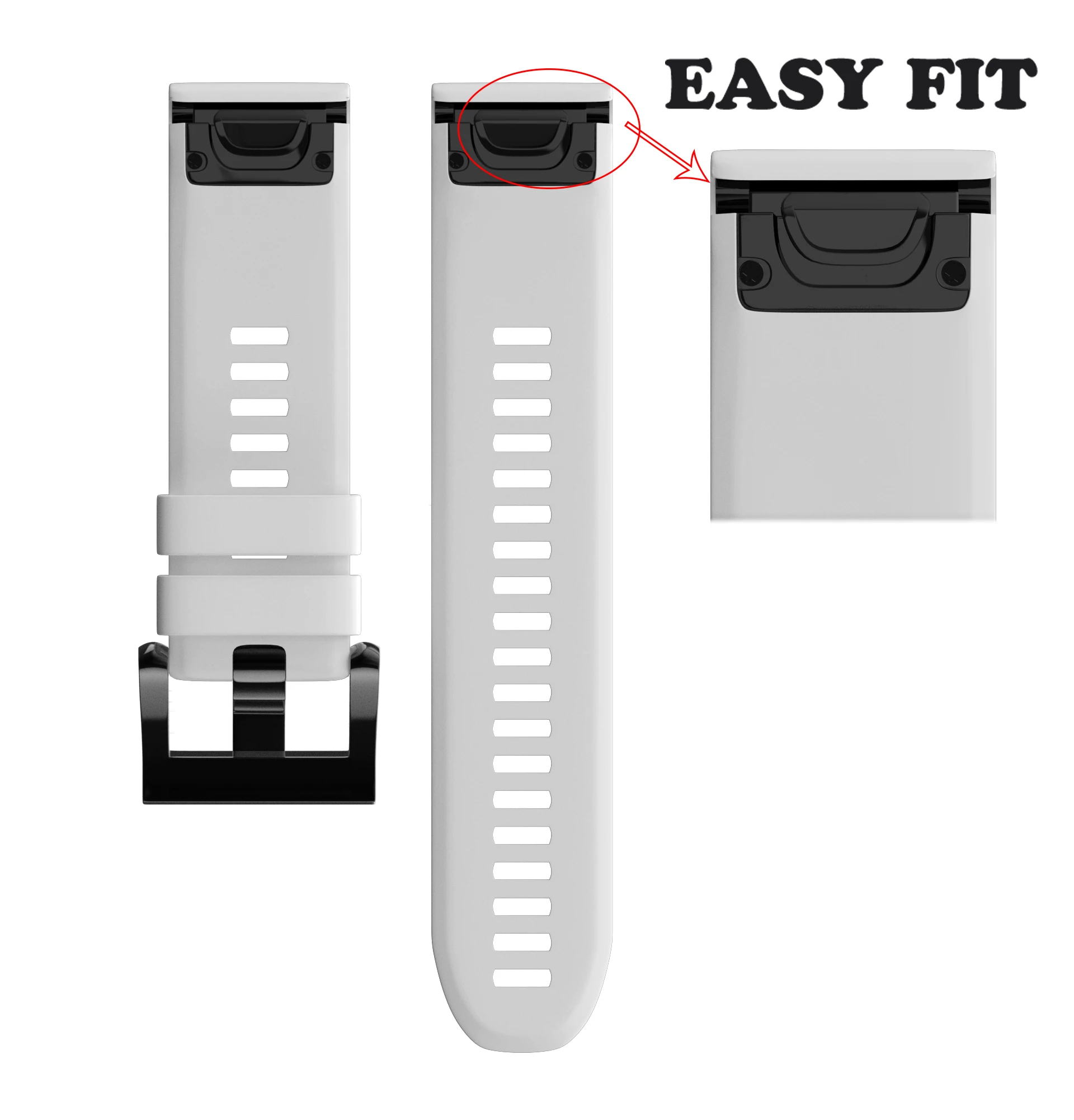 Eraysun 26mm Width Soft Silicone Watch Band for Garmin Fenix 5X/Fenix 5X Plus/Fenix 3/Fenix 3 HR Smartwatch Rubber Watch Strap