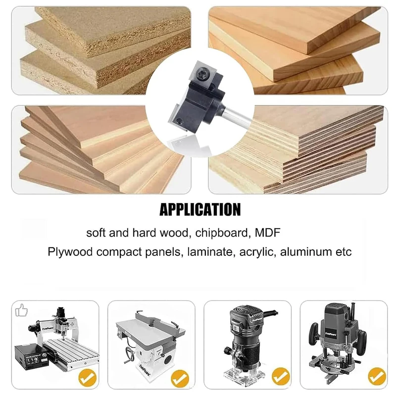 AH-RB-TI-2406  Carbide Spoilboard Router bit for end mill woodworking  1 1/2 inch (38.1 mm ) cutting  diameter 2 blades