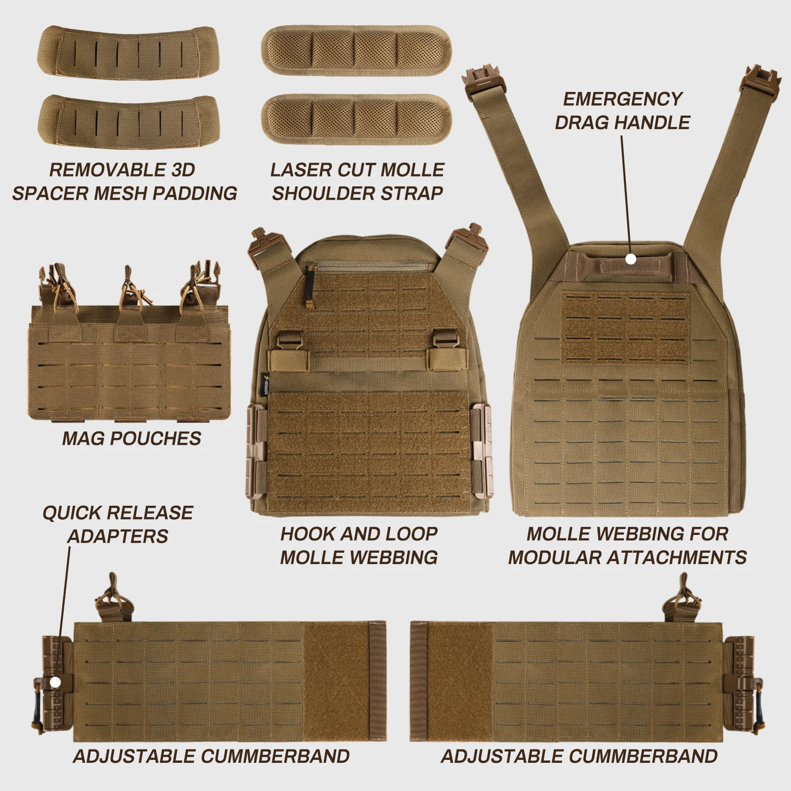 PTG Tactical Vest Gear Fashion Orange Plate Carrier Utility Shoulder Armor Vest Tactical Vest