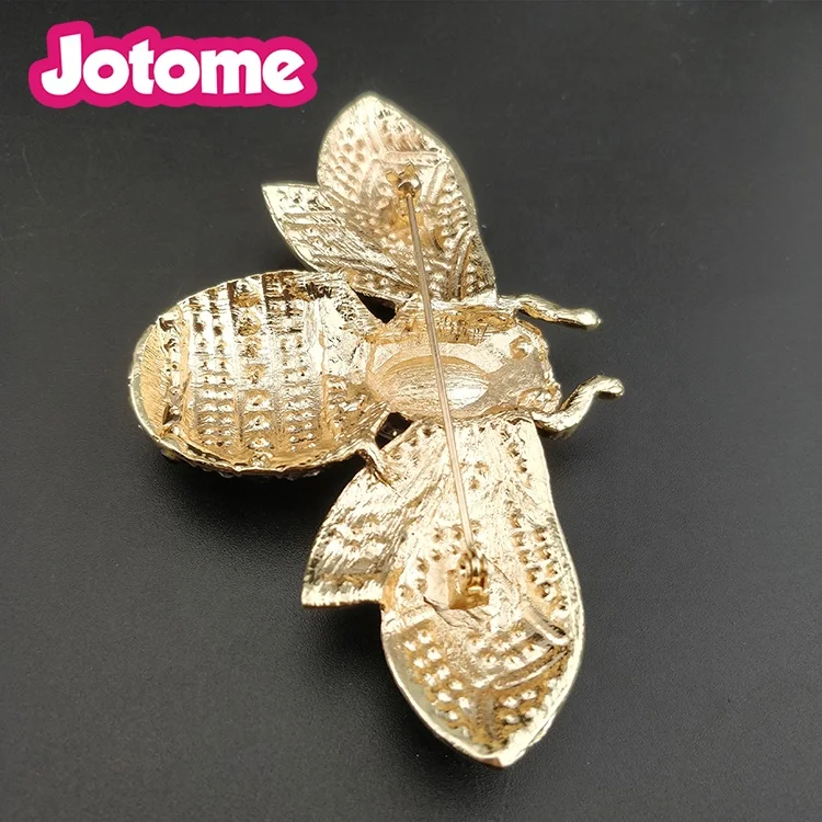 60MM Mix Color Rhinestone Alloy Animal Brooch Honey Bee Pin For Fashion Jewelry