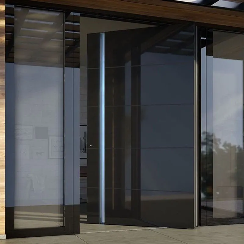 Guangzhou factory modern villa casting aluminum entrance door stainless steel front entrance pivot door security outside door