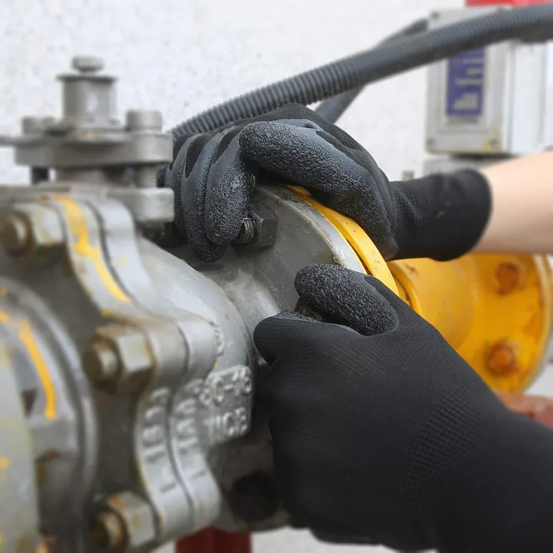 Construction Safety Work Gloves Latex Gloves Abrasion Resistant Black Latex Coated Worker Gloves for Construction Work