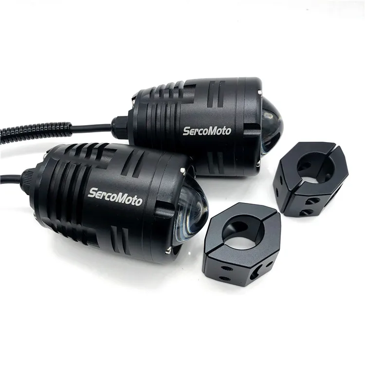 Sercomoto  led motorcycle headlight 25W motorcycle led projector light u7 led with colorful angel eyes for universal motor