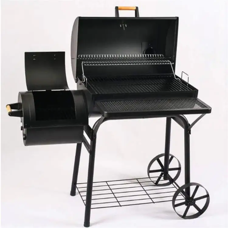 Backyard Party Garden Trolley BBQ Grills Outdoor Large Wood Fuel Steel Charcoal Smoker