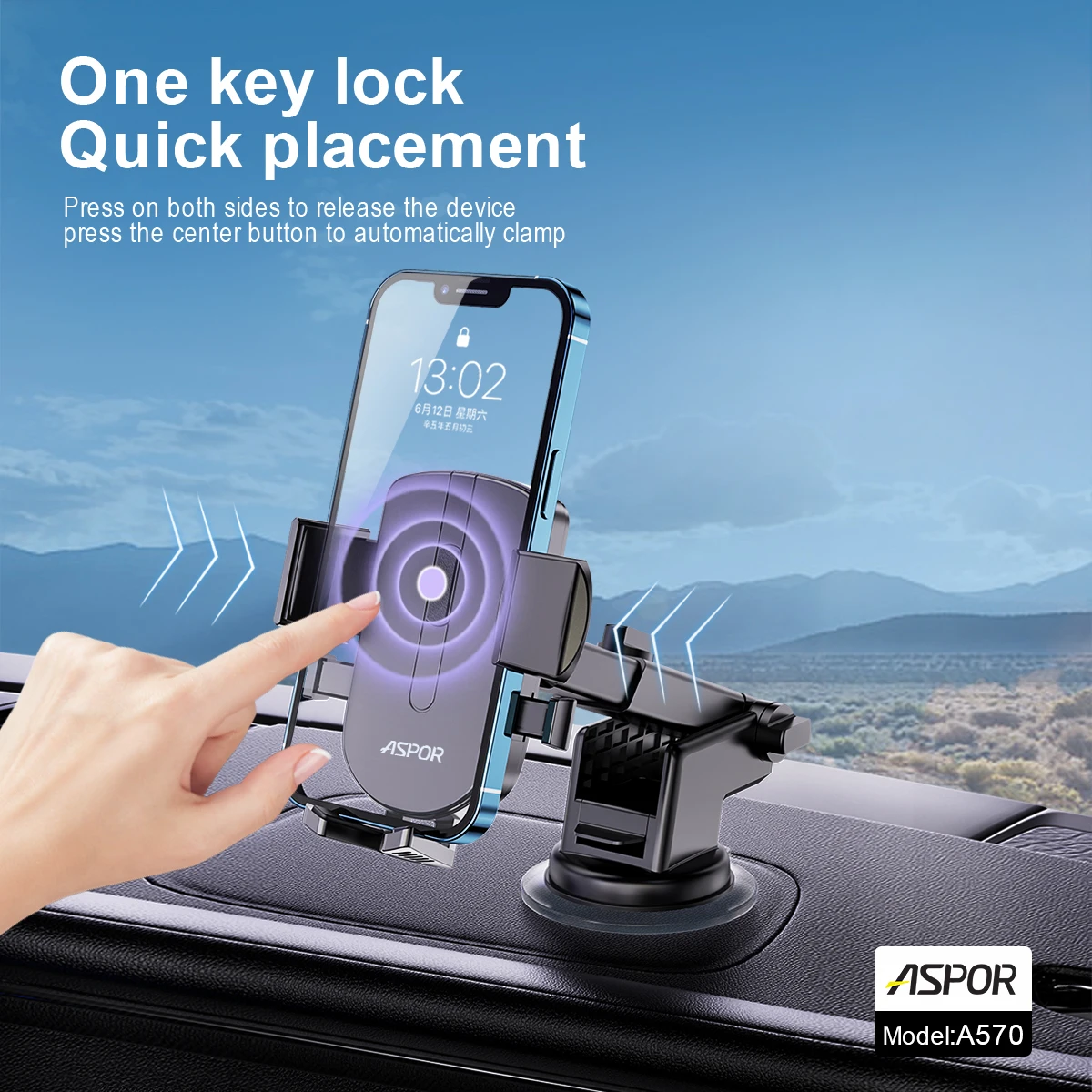 ASPOR A570 ASPOR New Mobile Phone Holder Car Bracket A570 360 Degree Rotation Strong Suction Cup