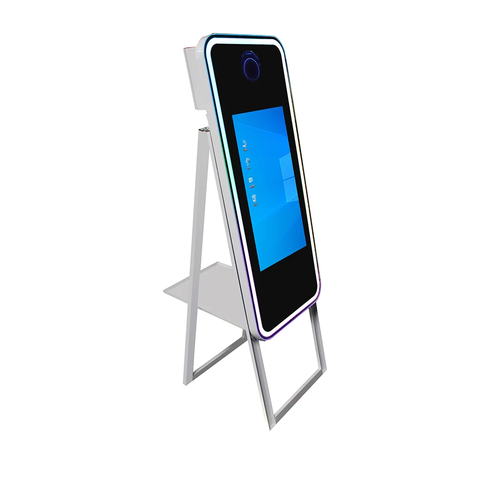 Социальных селфи станция Свадебные photo booth зеркало Стенд с 8G i5 компьютер 22 дюйма ТВ сенсорным экраном цветная (RGB) Светодиодная лампа
