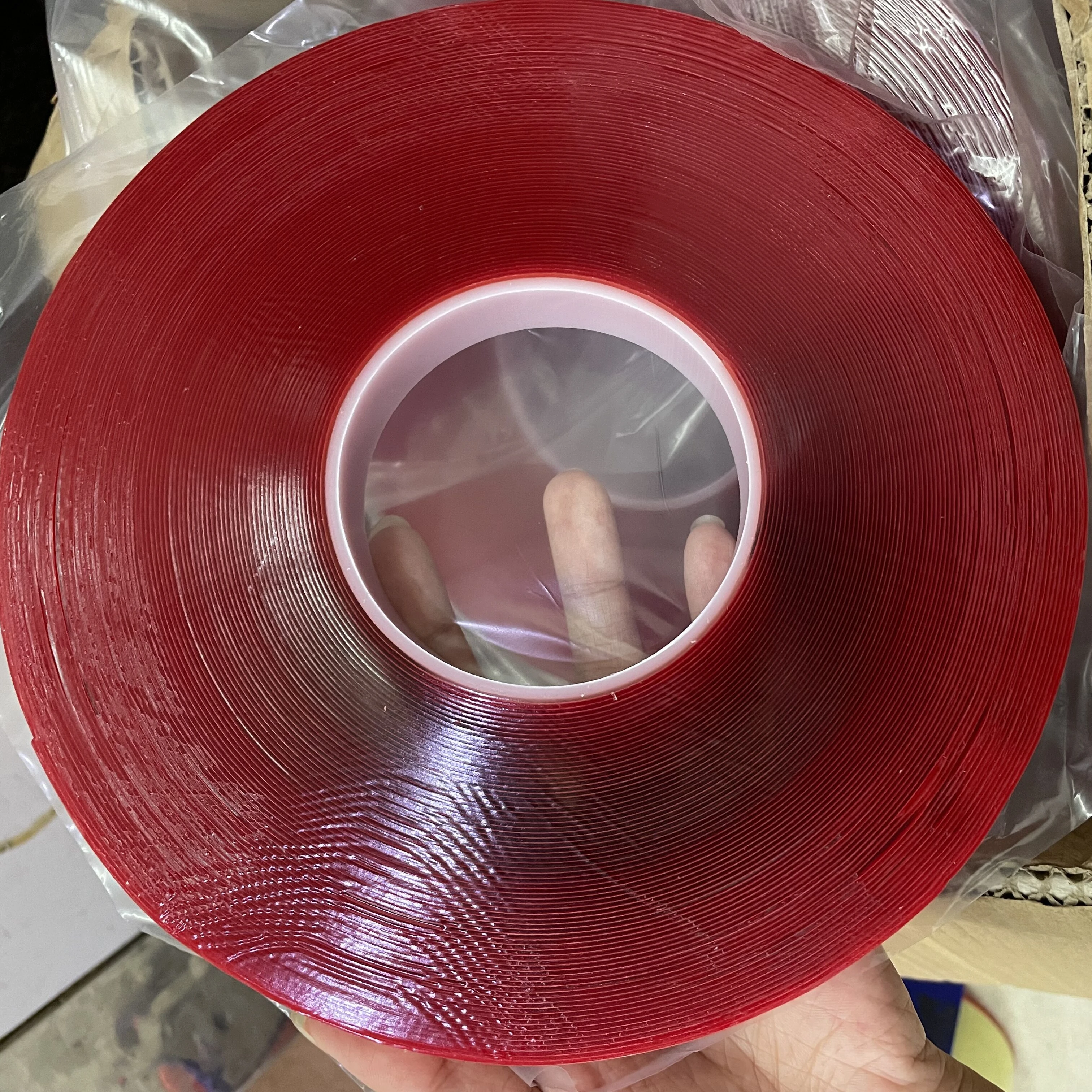 Оптовая продажа с фабрики индивидуальная водонепроницаемая пленка красной подкладкой прозрачная акриловая двухсторонняя лента