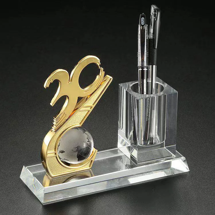 Number 10, 20 30 years anniversary gift Crystal Pen holder Set for Table Decoration MH-B0384