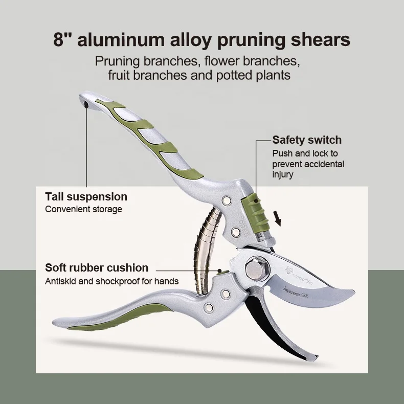 Hot Sale Garden Tree Cutting Tools Deluxe Anvil Bypass Pruners Fruit Snip Branch Scissors