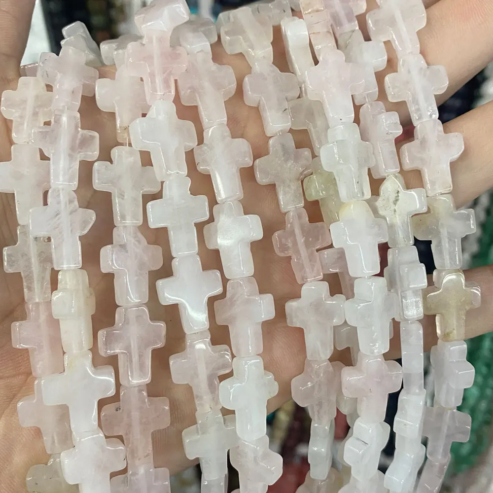 Wholesale Natural Crystals Healing Gemstone Jewelry 12x16mm Loose Cross Shape Stone Beads For Bracelet Making