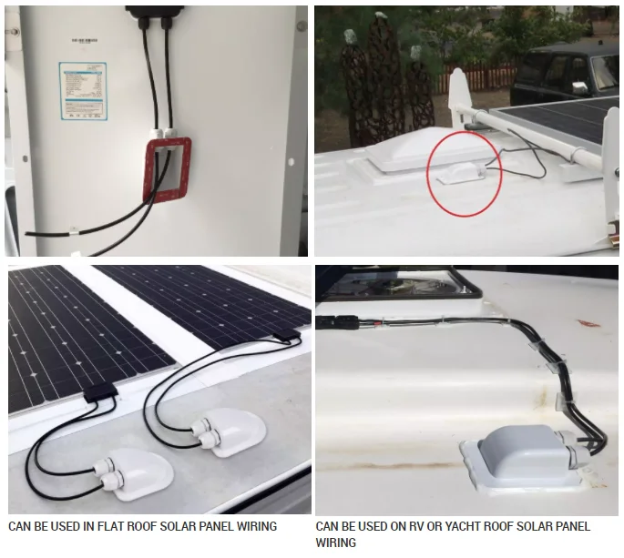 Waterproof Drill-free Glue ABS Solar Panel Corner Mounting Bracket Single Cable Entry Gland Kit For RV Marine Flat Roof Caravan