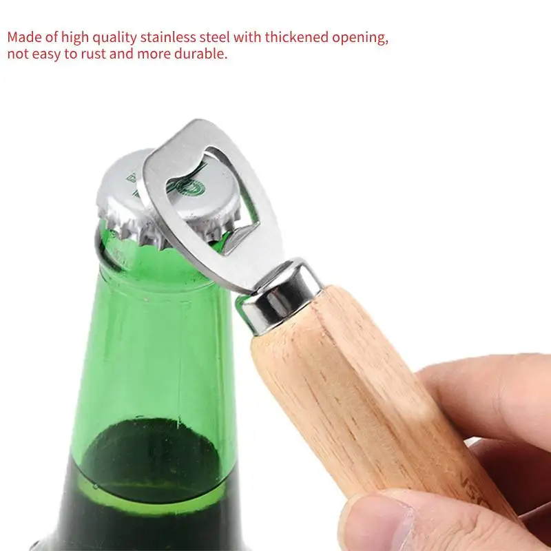 Custom Wooden Round Handle Bottle Opener Stainless Steel Metal Wine Bottle Opener Promotional Gift Bottle Opener Wood