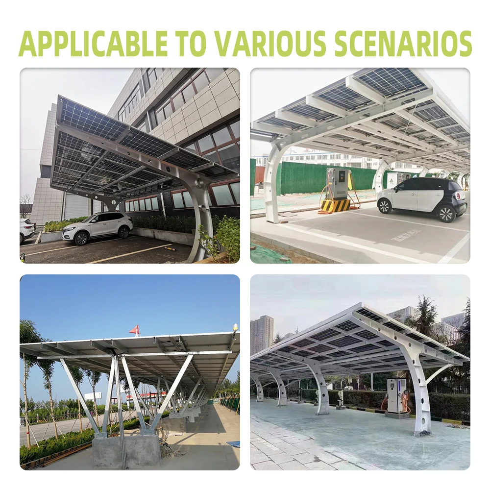 New Innovation waterproof four metal solar carport double car steel structure