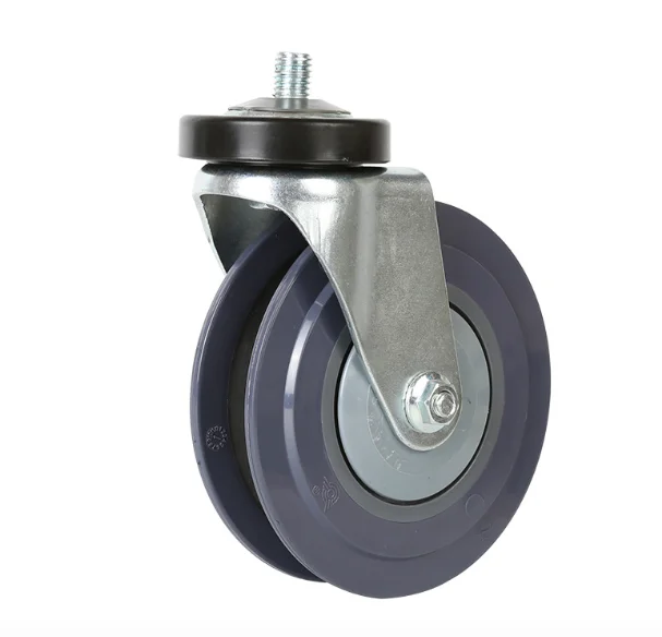 Durable 4/5 Inch PU Super Heavy Duty Elevator Escalator Caster Wheel with Two Discs