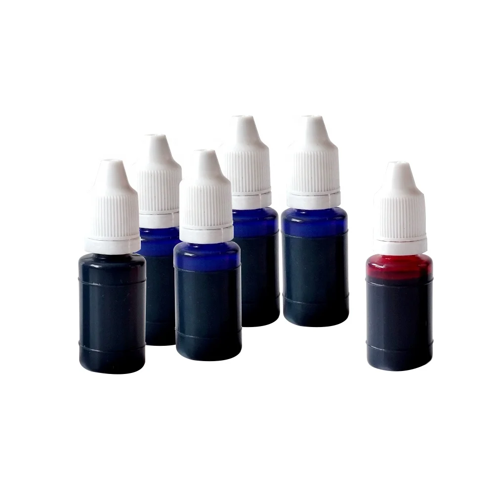 Indelible photosensitive quick dry flash stamp ink 10ml red black blue for metal glass plastic bottle