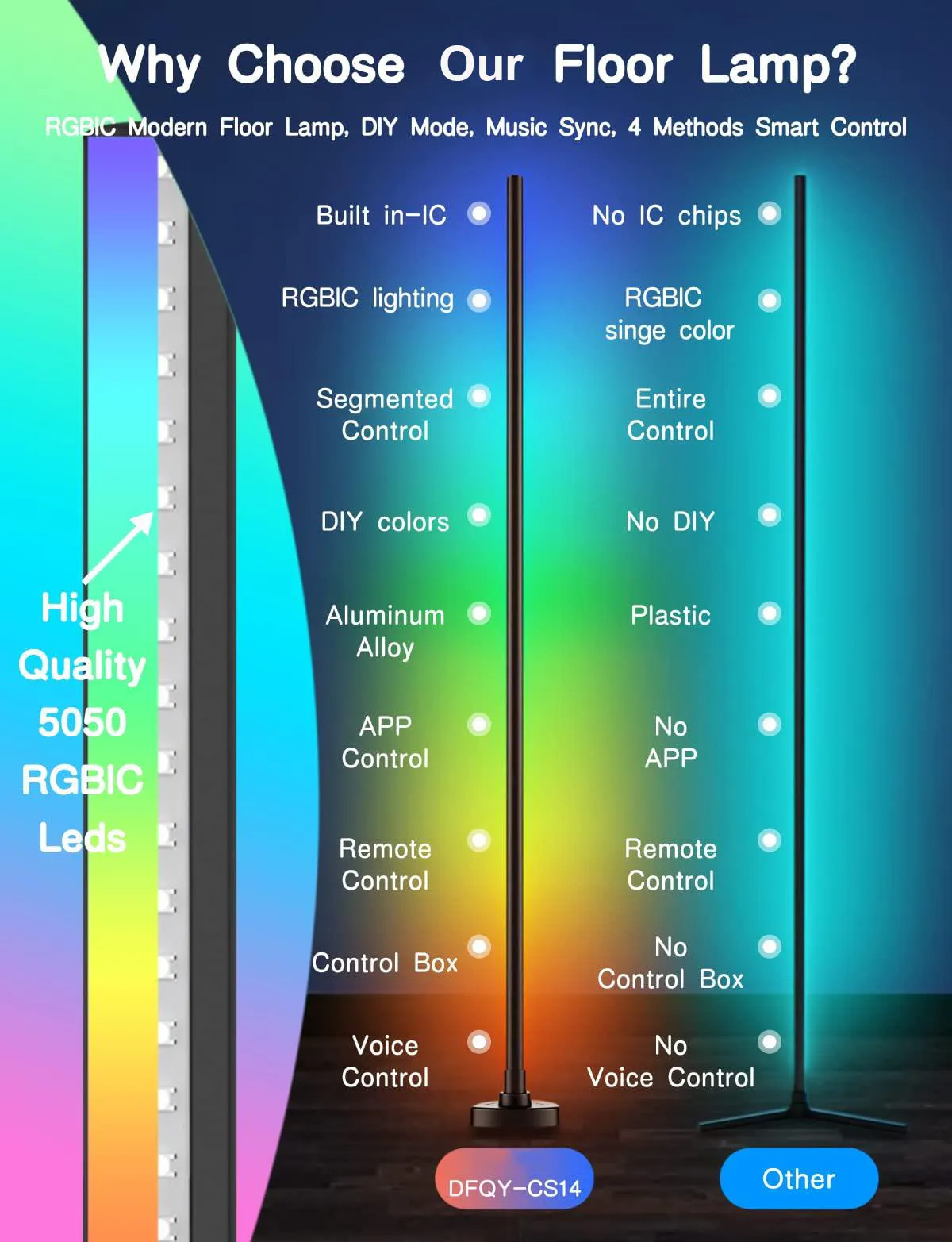 Mobile Control Led Christmas Lights Custom Modern Indoor Color Changing LED Nordic Rgb Corner Floor Lamp