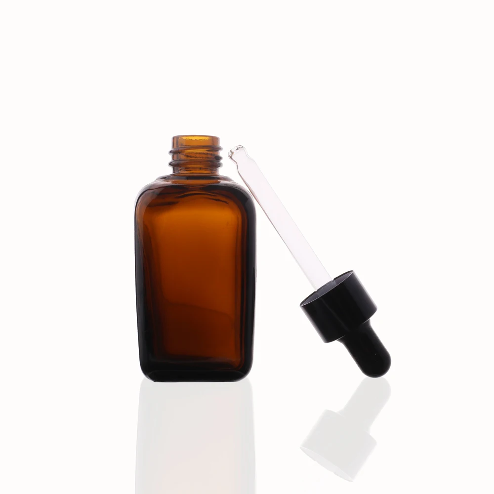 Glass Bottle Chic Factory Direct Amber Square Multi-Capacity Option Refined and Prestigious Skincare Essential Oil Glass Bottle