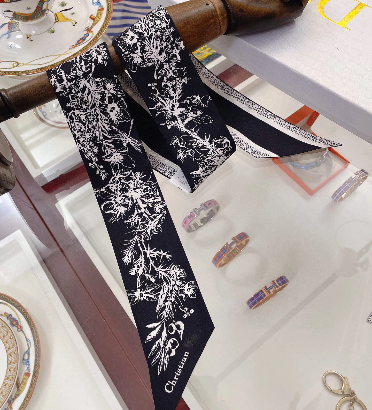 New Arrival Designer Printed Head Band Silk Scarf Cravat Girl Hair Accessories Hair Ribbon