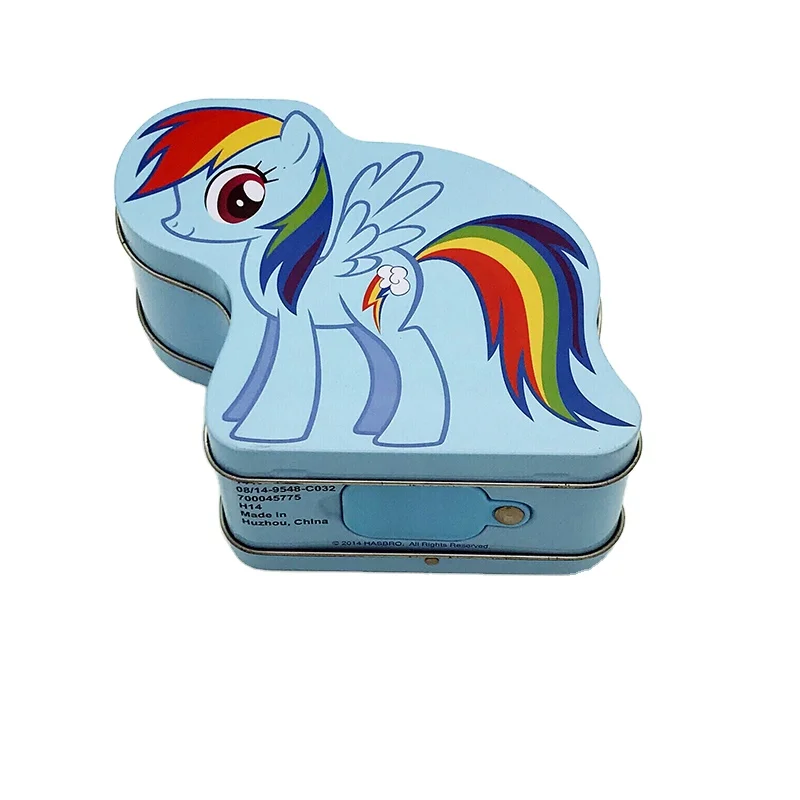 custom kid cartoon  horse shaped decorative tin coin box