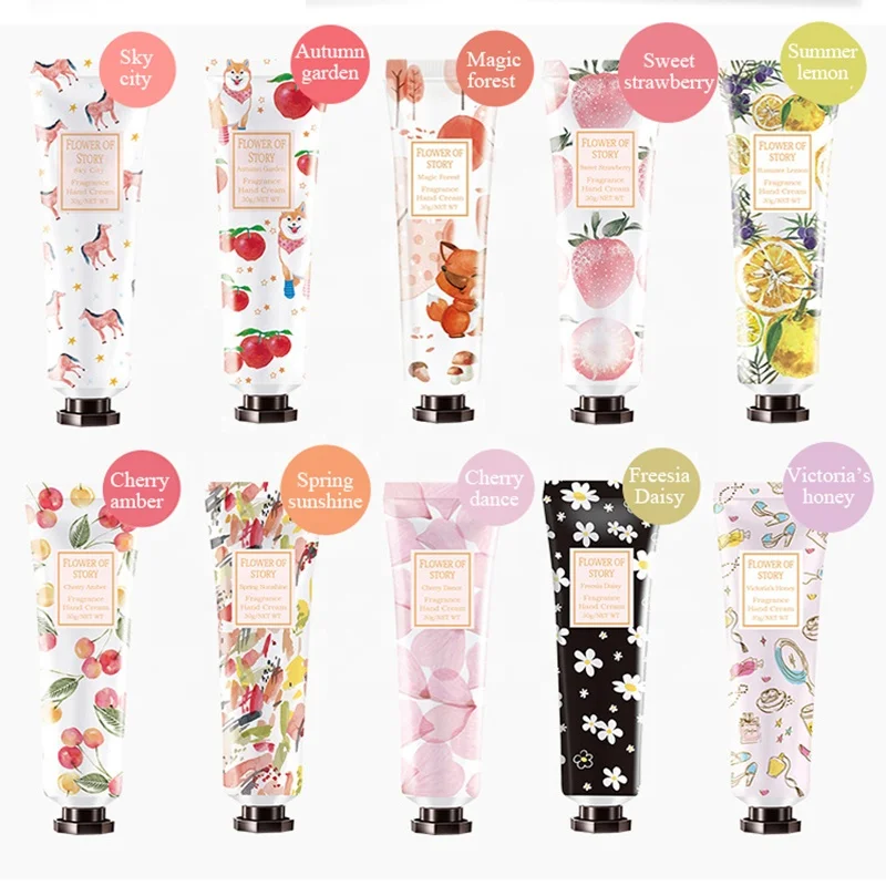 Customized LOGO Cute Cartoon Fruit Packaging Travel Whitening Moisturizing Mini Hand Cream Gift Set