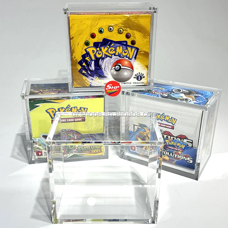 SHP Custom Transparent Pokemon Booster Box 100% New Acrylic Pokemon Cards Team Rocket Booster Pack Trading Card Box Display Case