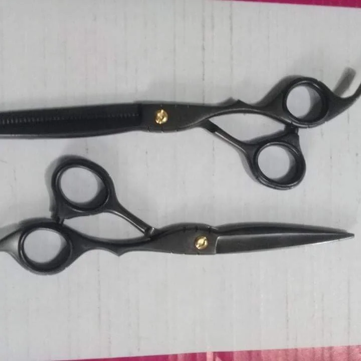 Custom Different Kinds Types Professional Salon BLACK Colorful Long Round Corner Tip Handles Curved Blade Hair Scissors