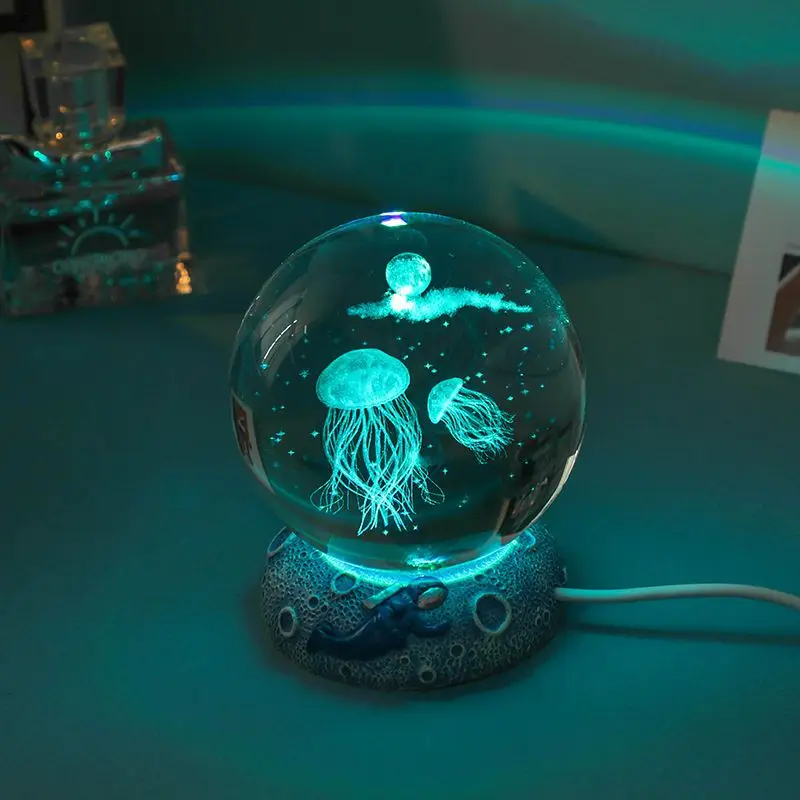 3D Creative Romantic Luminous Astronaut Lamp Led Glowing Crystal Ball Space Man Night Light Table Home Decor