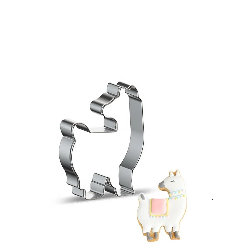 2023 new arrival Mexico Carnival alpaca cactus biscuit mould stainless steel cow camel shape  cookie baking mould cake mould