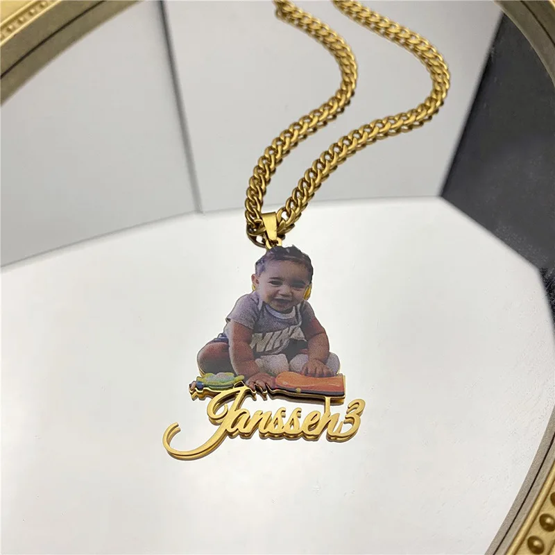 Hot Selling Hot Selling Private DIY Character Image Photo Stainless Steel 18K Real Gold Necklace Pendant