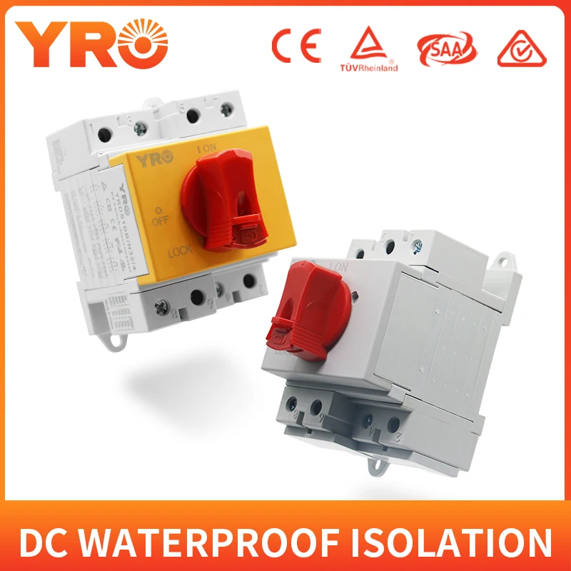 YRO brand DC rotary Isolator Switches 1000V for solar dc isolation din-rail 16a 25a 32a 2p 4p