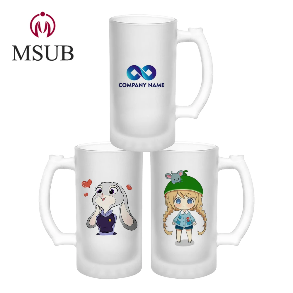 
Hot selling frosted 16OZ sublimation glass beer mug sublimation blank wine glass 