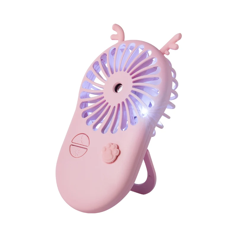 Amazon Wholesale Portable Rechargeable RGB LED Light Mini Size Fan with Sprayer