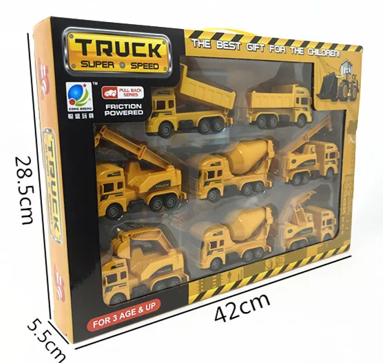 2024 New Arrivals Hot Sale 8pcs engineering diecast model car toy Simulation crane mixer Vehicles model for sale