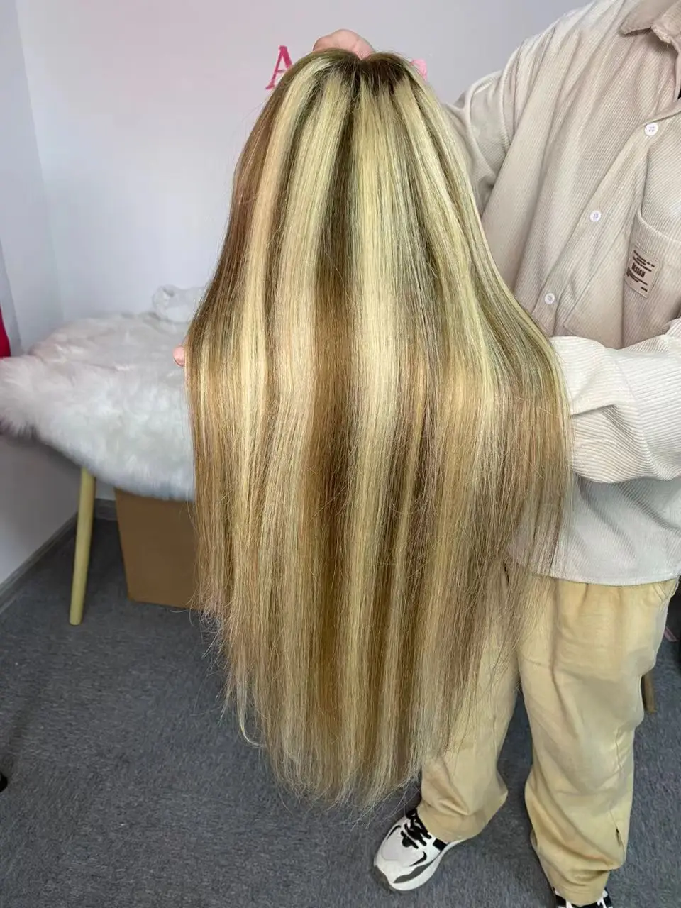 Амара Рен лидер продаж еврейские парики 22 дюйма с бликами пепел блонд выделите прямой в наличии парик без клея 14а