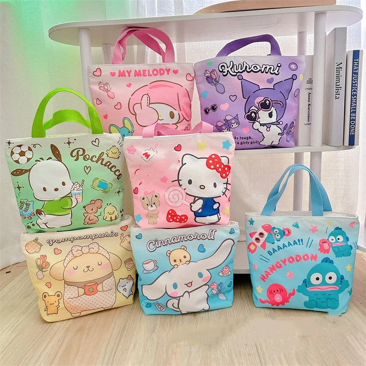 Botu wholesale kawaii anime lunch bag cartoon melody cinnamon Canvas handbag portable outdoor umbrella bottle storage bento bag