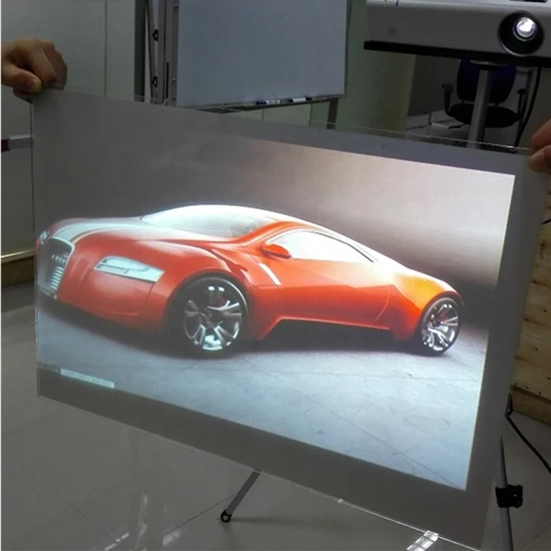 Professional manufacturer supply glass window advertising adhesive holographic light grey rear projection film