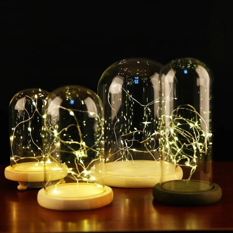 Hot selling Custom mini bell jars glass dome with Wooden base