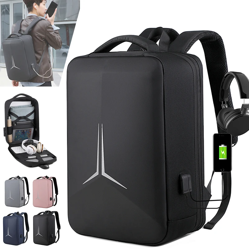 15.6 inch laptop backpack Shell bag man usb mark men leather backpacks large capacity briefcase for men women korean with usb